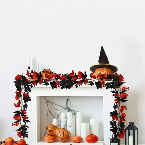 YSGFHGJW 2 Pack Halloween Artificial Maple Leaf Vines - Fake Garland for Home Decor, Faux Leaf Decorations for Holiday