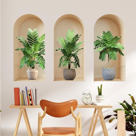 YSGFHGJW 3-Piece Monstera Leaf Wall Stickers, Peel and Stick Vinyl (15.7x7.8in) - Waterproof, No-Residue for Aisle, Bedroom, Sofa Background, Indoor/Outdoor Tropical Home Decor