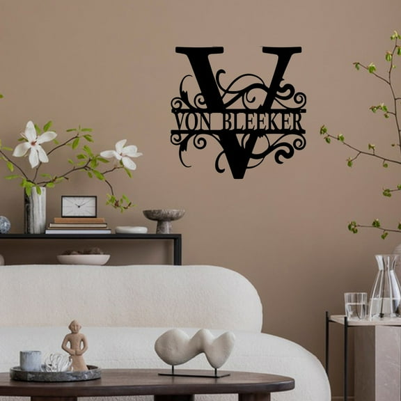 YSGFHGJW Black Iron Family Name Wall Sign - Powder Coated Metal Decor, Easy Install Indoor/Outdoor for Home & Patio