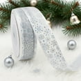 thumbnail image 1 of YSGFHGJW Christmas White Snowflake Organza Ribbon - 1 Inch Wide Eco-Friendly Polyester, Translucent Silver Design for Gift Wrapping, Tree Decor & DIY Crafts, 1 of 6