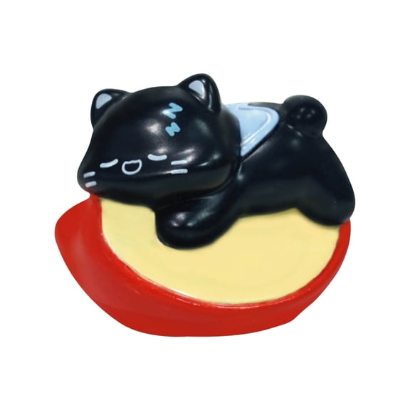 YSGFHGJW Cute Whimsical Resin Cat Figurine - Monitor Perch Desk Decor with Apple & Coal Ball Details, Adorable Desktop Accessory Gift for Cat Lovers