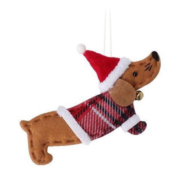 YSGFHGJW Dachshund Christmas Ornament - Wiener Dog Tree Hanging Decoration, Non-Woven Fabric Sturdy & Adorable, Ideal for Window/Door/Home Christmas Party Decor