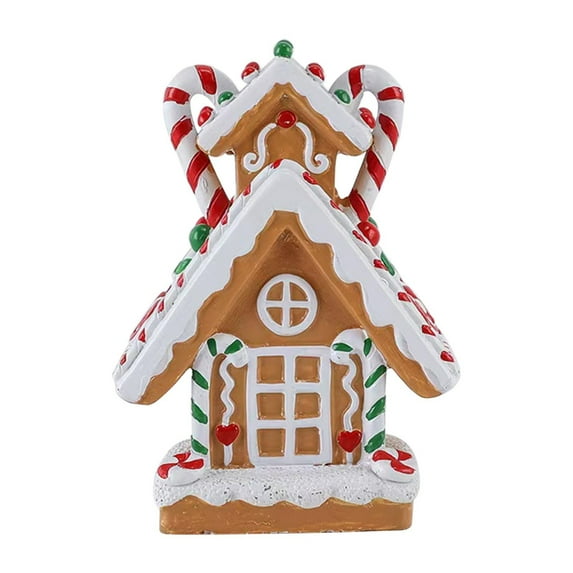 YSGFHGJW Gingerbread House Christmas Decor - Resin Candy Cookies Snow House Figurine, Tabletop Centerpiece Festive Holiday Decorative Piece