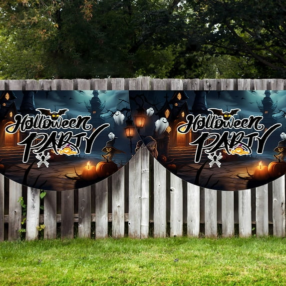 YSGFHGJW Halloween Flags 2 Pack, Polyester Indoor Outdoor Decorations - Yard, Porch, Fence Banners, 45x90cm Halloween Hanging Decor