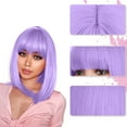 thumbnail image 1 of YSGFHGJW Headband Wig Human Hair,Cut Bob Wigs With Bangs 14 Inch Shoulder Length Straight Synthetic Hair Wigs Daily Costume Wig For Black Women Hair Replacement Wigs,Purple, 1 of 6