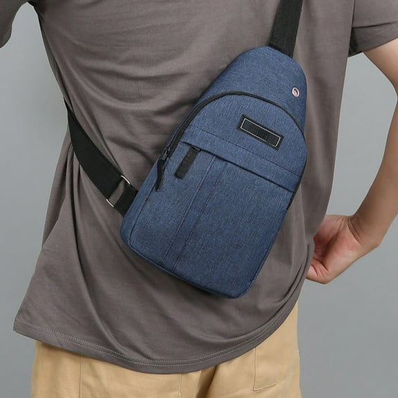 YSGFHGJW Men's Small Crossbody Chest Bag, Blue Lightweight Fabric Large Capacity Fashion Casual for Daily Use & Travel