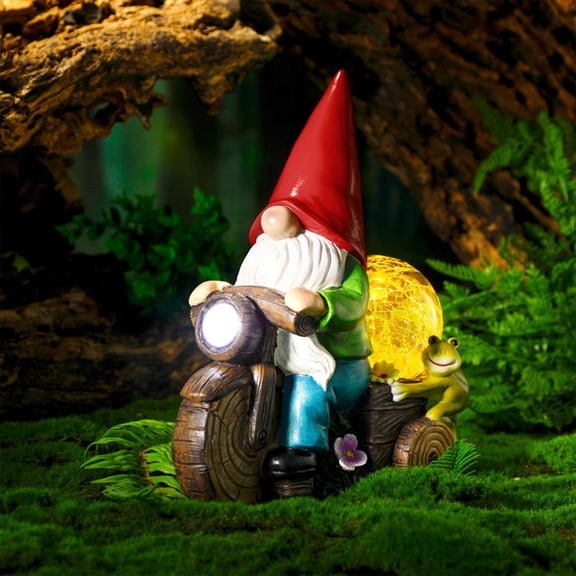 YSGFHGJW Solar Resin Garden Statue - Elderly Man on Tricycle, Weather-Resistant Solar Outdoor Lighting Decor