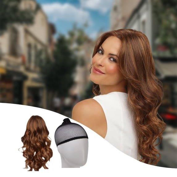 YSGFHGJW Wigs Human Hair,Long Roll Curly Hair Middle Score Wig Fashion Natural Wig High Temperature Wire 68cm Long Wig For Women Daily Life Date