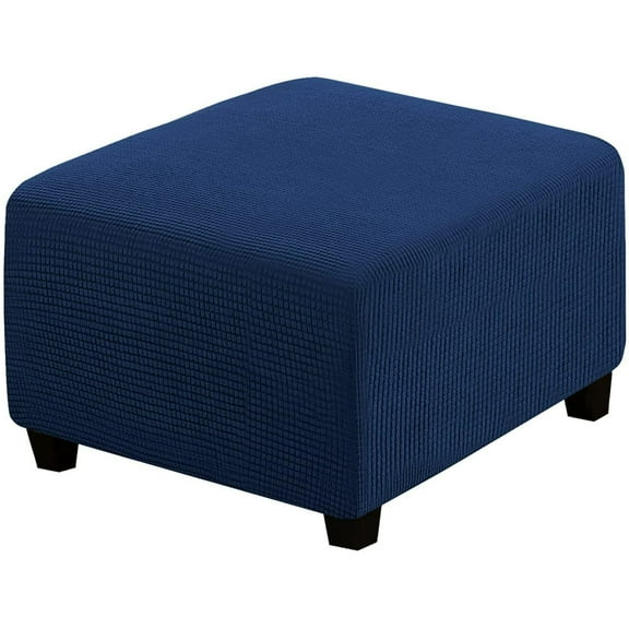 YSH Square Ottoman Covers Ottoman Slipcovers Folding Storage Stool Furniture Protector Form Fit with Elastic Bottom, Stretch High Spandex Small Checks Jacquard Fabric