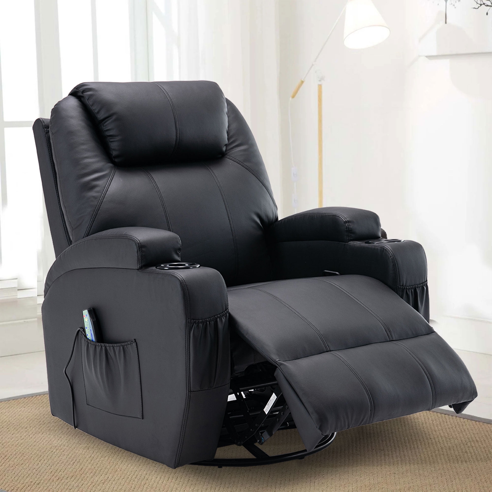 YSICK Massage Swivel Rocker Recliner Chair with PU Leather for Living Room,Black YSICK Massage Swivel Rocker Recliner Chair with PU Leather for Living Room,Black