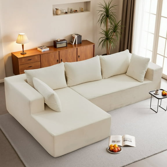 YSICK Cloud L-Shaped Sectional Sofa with Deep Seating Modern Modular Cloud Couch with Pillows for Living Room,Bedroom,No Assembly Required,Beige