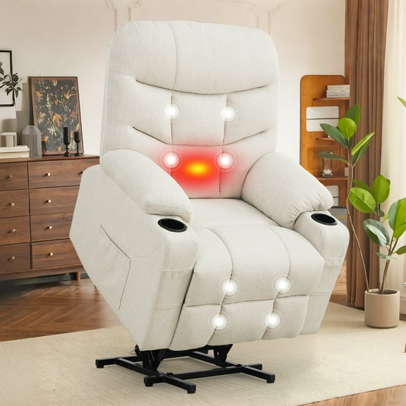 YSICK Power Lift Recliner Chair for Elderly with Massage and Heat with Infinite Position,Beige