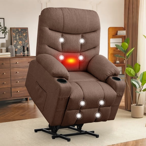 YSICK Power Lift Recliner Chair for Elderly with Massage and Heat with Infinite Position,Brown