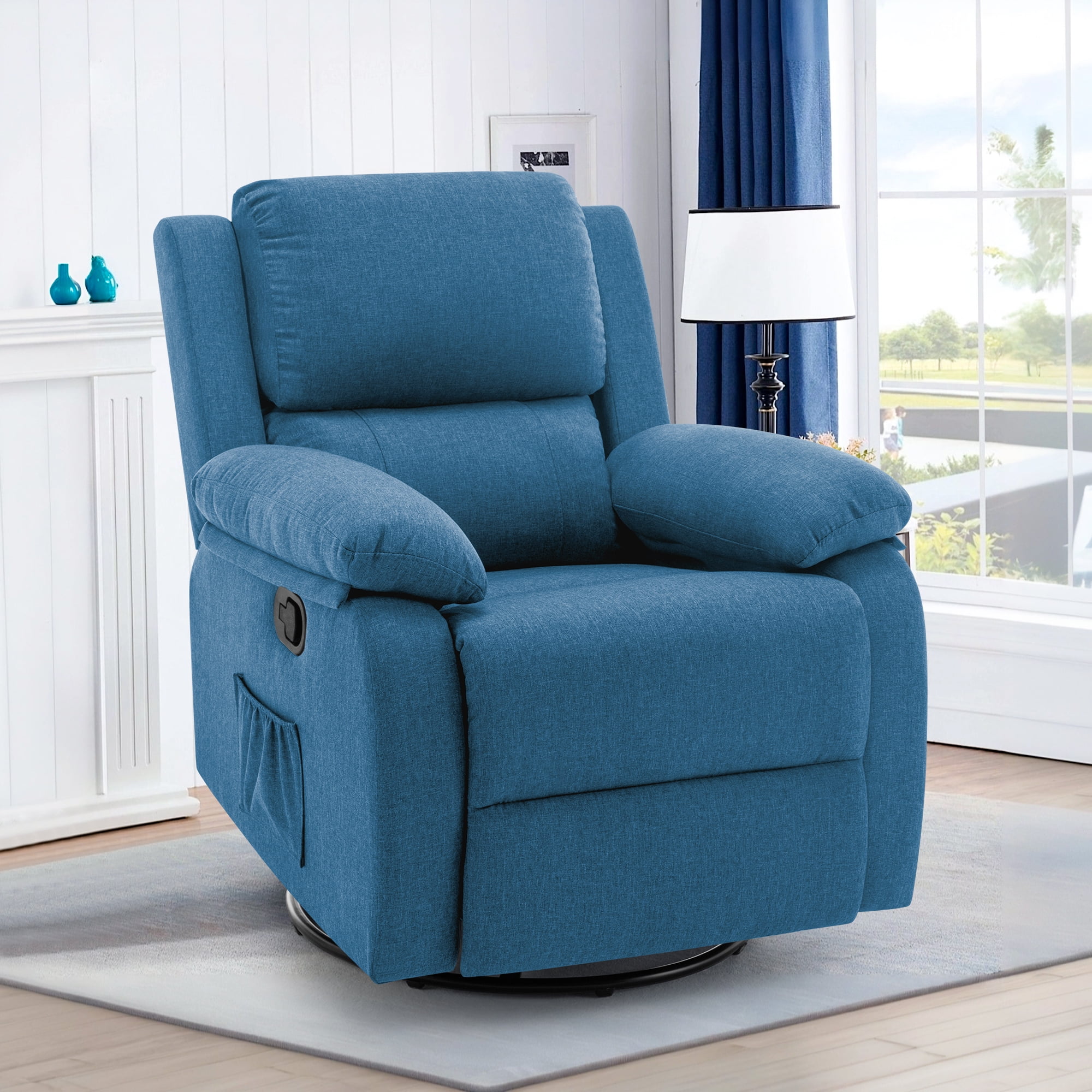 Recliner Armchair Blue Recliner Rocker YSICK Small Swivel Rocker