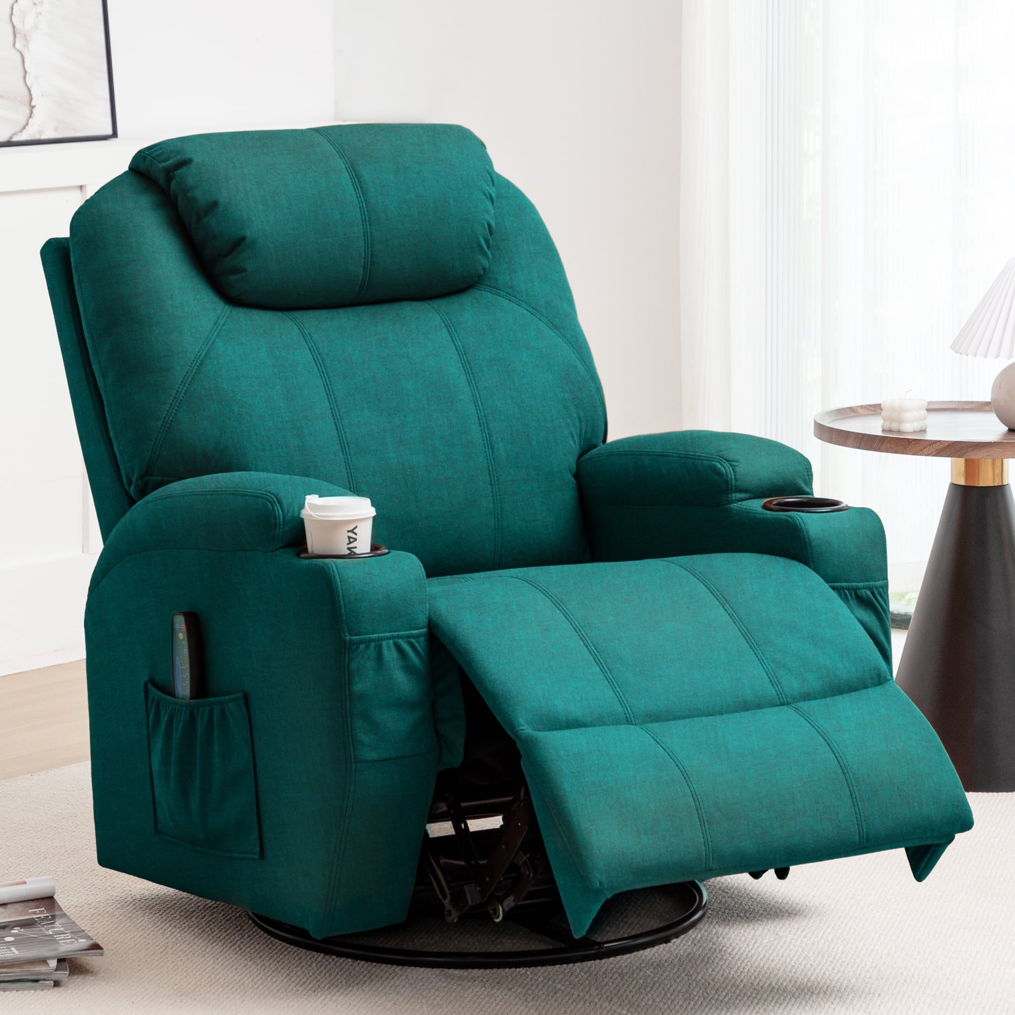 YSICK Swivel Massage Recliner With Heat and Vibration Massage, 360