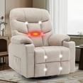thumbnail image 1 of YSICK Swivel Rocker Recliner Chair with Massage Linen Fabric for Living Room,Light Tan, 1 of 6