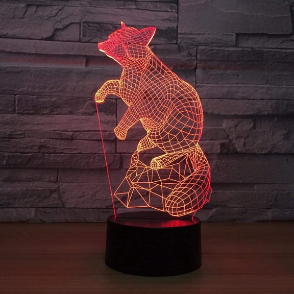 YSITIAN 3D Animal Fox Night Light, 3D Illusion Lamp 16 Color Change Decor Lamp Desk Lamp with Remote Control for Living Bedroom Decoration Birthday Chri YT05-171