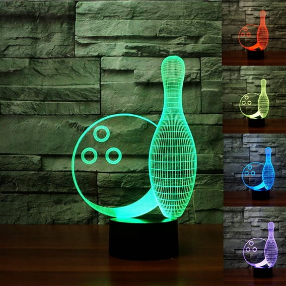 YSITIAN 3D Bowling Night Light Table Desk Optical Illusion Lamps 7 Color Changing Lights LED Table Lamp Xmas Home Love Birthday Children Kids Decor Toy Gift YT03-143