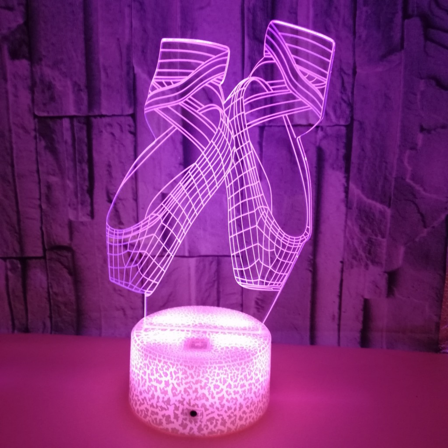 YSITIAN 3D Dancing Shoes Night Light 16 Colors Changing USB Remote Control Touch Decor Lamp Optical Illusion Lamp LED Table Desk Lamp Children Christmas Gift（Style 10） YT-14744