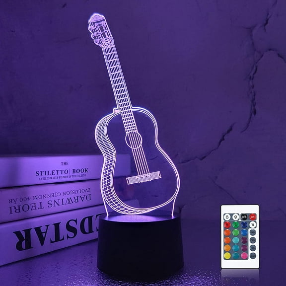 YSITIAN 3D Guitar Night Light Illusion LED Lamp,16 Color Change Touch Remote Control Dimmable Room Home Decor Birthday Gifts for Child Boy and Girl Amaz YT05-289