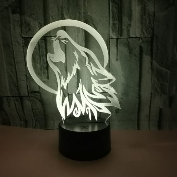 YSITIAN 3D LED Optical Illusion Acrylic Night Light with Remote & Smart Touch 7 Colors ChangingWolf YT-13930