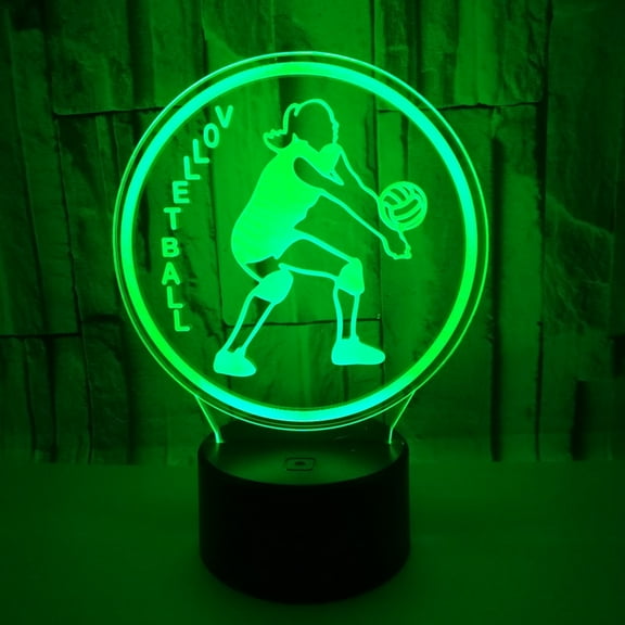 YSITIAN 3D LED Optical Illusion Acrylic Night Light with Remote & Smart Touch 7 Colors Changingvolleyball YT-14441