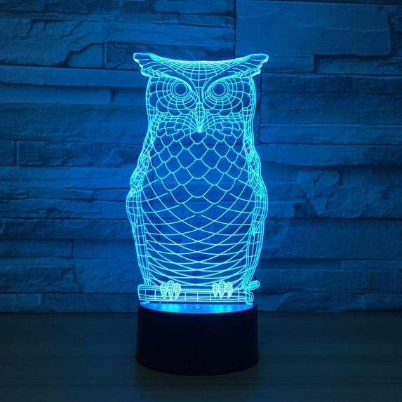 YSITIAN 3D Owl Eagle Night Light Lamp Illusion 7 Color Changing Touch Switch Table Desk Decoration Lamps Led Christmas Gift with Acrylic Flat ABS Base U E1116-222