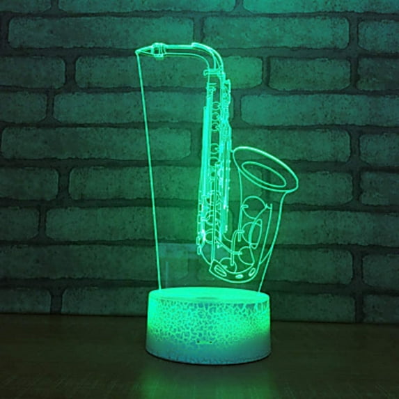 YSITIAN 3D Saxphone Night Light Lamp Illusion Night Light 7 Color Changing Touch Switch Table Desk Decoration Lamps Gift with Acrylic Flat ABS Base USB E1116-252