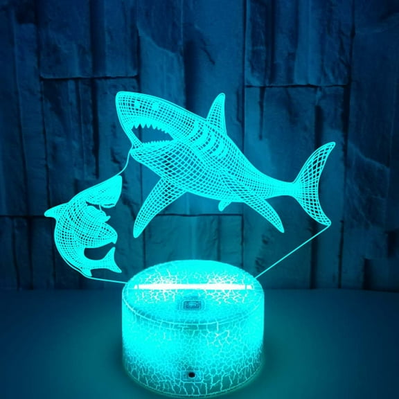 YSITIAN 3D Shark Night Light USB powered 7-color LED light for children's gift bedroom decoration YT-13749