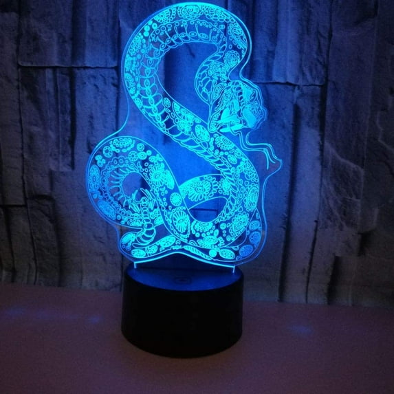 YSITIAN 3D Snake Night Light Illusion Lamp 7 Colors Change LED Touch Switch USB Power Kids Toys Decor Decorations Table Lamp Children Christmas Valentines Bir YT05-107