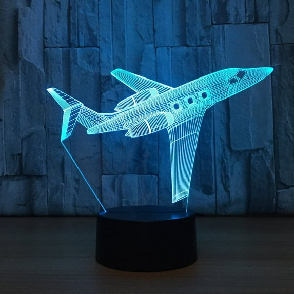 YSITIAN 3D Visual Airplane Night Light Aircraft LED Desk Lamp 7 Color Change USB Powered or Battery Powered Plane Toy Table Light Decoration Birthday Christmas Festival Gift YT05-156