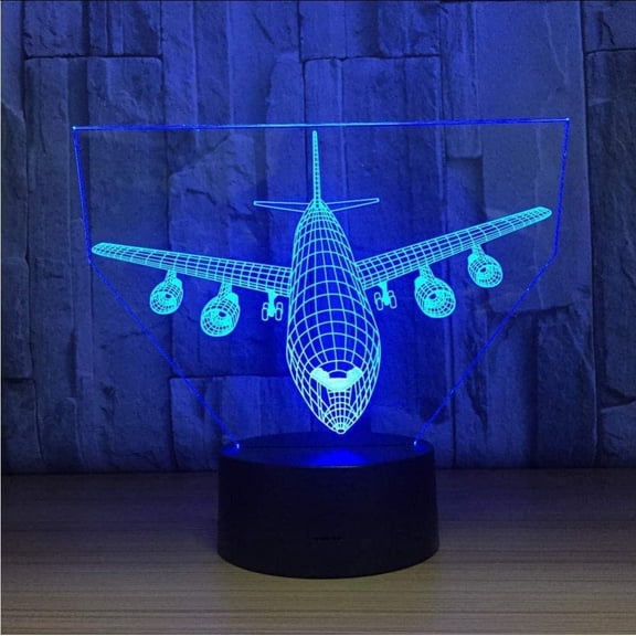 YSITIAN Airplane Night Light 3D Illusion Lamp 7 Color Changing Touch Control with USB Cable LED Table Desk Decor Lamps Christmas Birthday Gifts E1116-361