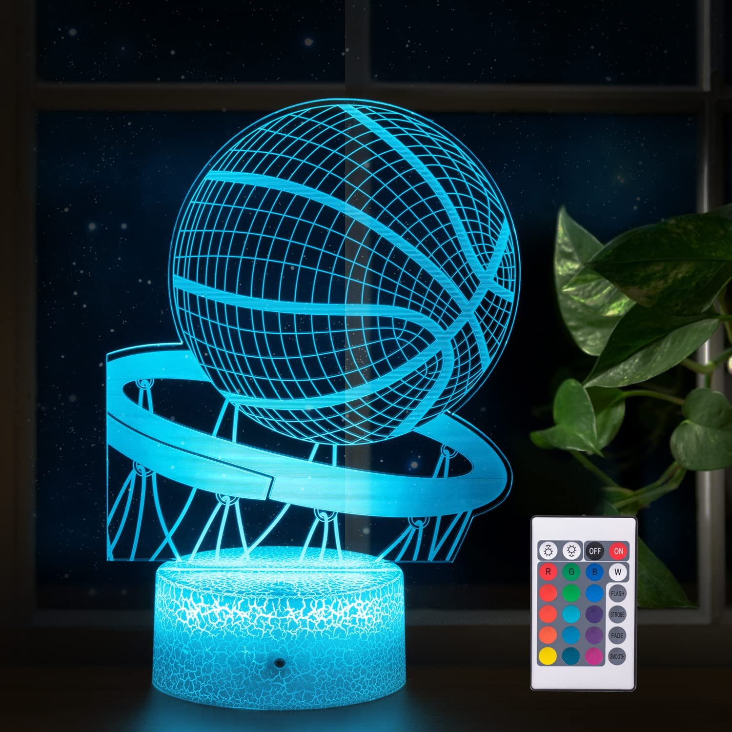 YSITIAN Basketball Night Light,3D Illusion Led Lamp , 16 Colors Dimmable with Remote Control Smart Touch, Best Christmas Birthday Gift for 3,4,5,6,7,8 Y E1116-499