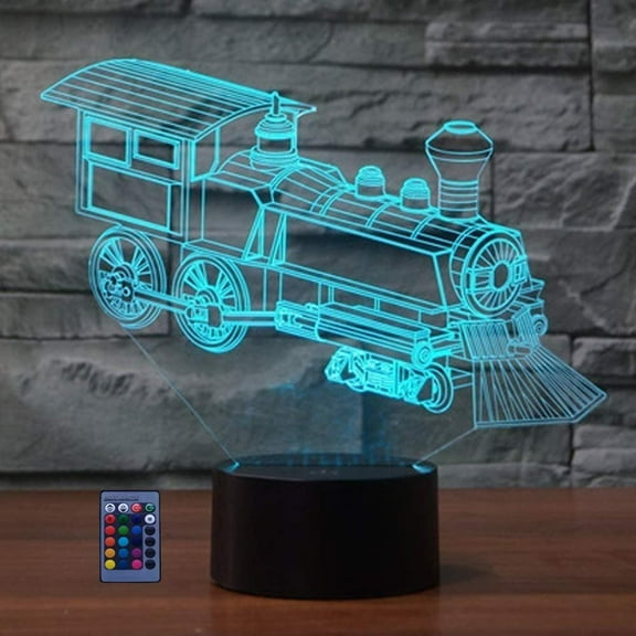 YSITIAN Creative 3D Train Night Light USB Powered Touch Switch Remote Control LED Decor 3D Lamp 7/16 Colors Changing Children Kids Toy Christmas Xmas Brithday H1116-176
