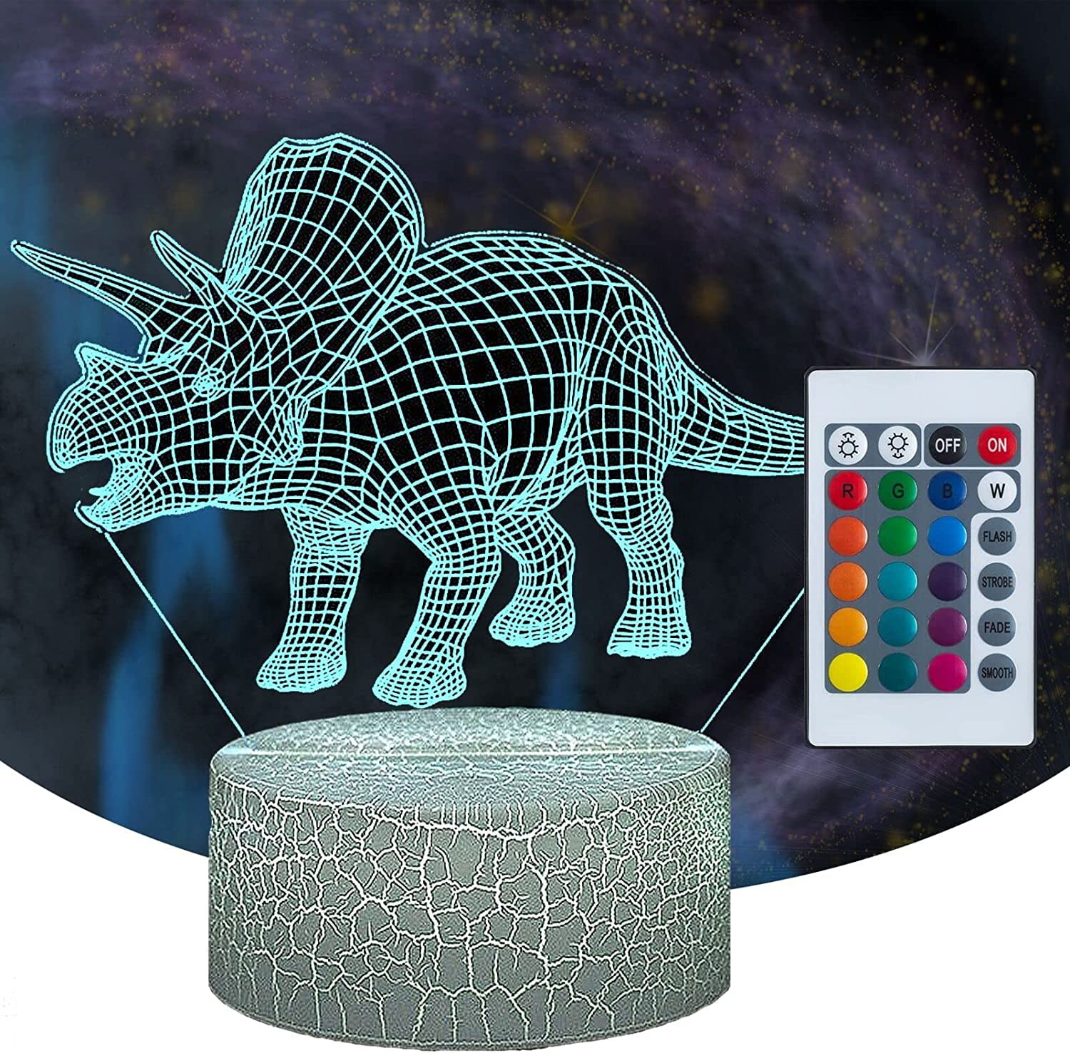 YSITIAN Dinosaur Toys 3D Dinosaur Night Light for Kids Triceratops ...