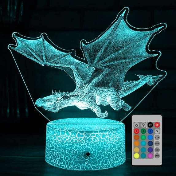 YSITIAN Dragon Gifts for Kids Dragon Decor Night Light with Remote & Smart Touch 7 Colors Changing Dimmable Dragon Toys as Bedside Lamp for Boys Girls H1116-364