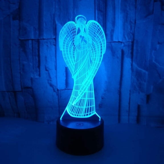 YSITIAN New Angel 3D Night Light Gradient Colorful Touch USB Rechargeable LED Energy Saving Baby Bedside Decoration Light Children's Gift G1116-75