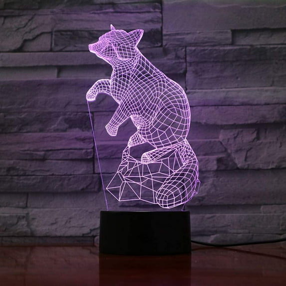 YSITIAN Night Light Animal Raccoon Led Night Light Touch Sensor 7 Color Changing Decorative Lamp Child Kids Baby Kit Nightlight Raccoon 3D Lamp G1116-96