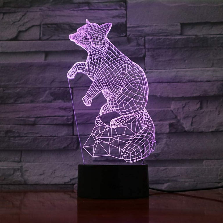 YSITIAN Night Light Animal Raccoon Led Night Light Touch Sensor 7 Color Changing Decorative Lamp Child Kids Baby Kit Nightlight Raccoon 3D Lamp