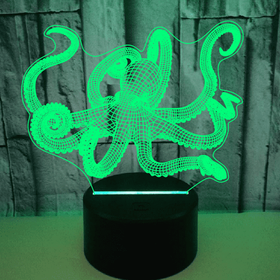 YSITIAN Optical Illusion 3D Squid Night Light 16 Colors Changing Remote Control Touch Switch LED Desk Lamp --- Black Seat YT-14411