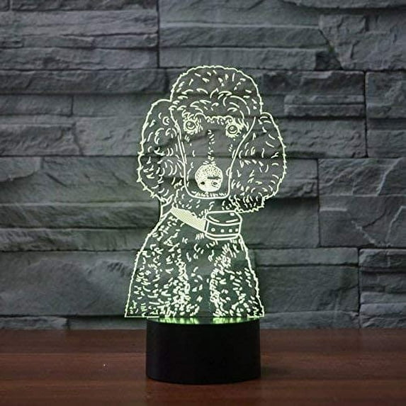 YSITIAN Poodle Lamps for Girls Room Animal Toys 3D Illusion Night Light Smart Touch Lamp, Creative RGB Led, Christmas Birthday Decorations Gifts YT02-188