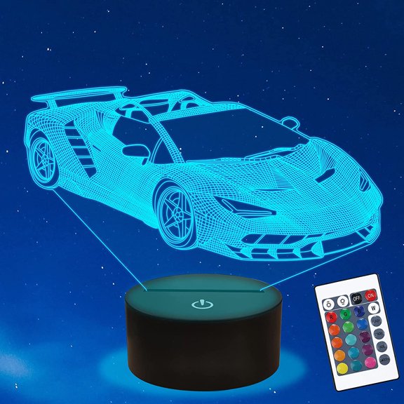 YSITIAN Race Car Gifts,3D Car Lamp with Remote Control 16 Colors Changing and Timing Function E1116-501