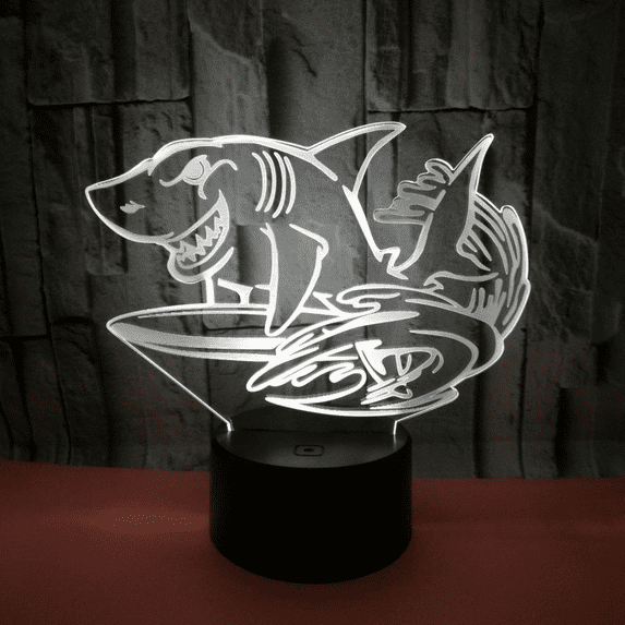 YSITIAN Shark 3D Night Light Optical Illusion Lamp with 16 Colors Remote Control Changing Birthday Shark Gifts for Child Shark Lover (Style 6) YT-14070