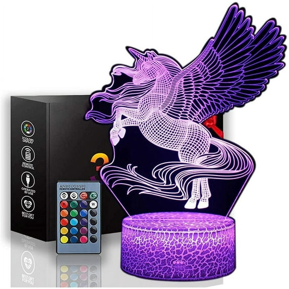 YSITIAN Unicorn Lamp，Unicorn Night Lights for Girls Bedroom，3D Illusion Lamp Unicorn Lights for Kids Room，Gifts for 5 6 7 8 Year Old Girls YT02-384