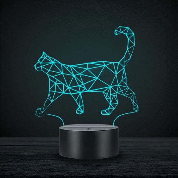 YSITIANNA 3D Acrylic Led Night Light Little Cat Figure Nightlight for Kid Child Bedroom Sleep Lights Gift for Home Decor Table Lamp (Crack Base with Remote, Cat-11) STNL#4935