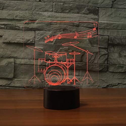 YSITIANNA 3D Art Drum LED Night Light Remote Control Power Touch Table Desk Optical Illusion Lamps 16 Color Changing Lights Home Decoration Xmas Birthday Gift STNL#4593