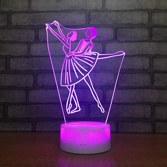 YSITIANNA 3D Ballet Dancers Night Light Table Desk Optical Illusion Lamps 7 Color Changing Lights LED Table Lamp Xmas Home Love Birthday Children Kids Decor Toy Gift STNL#3395