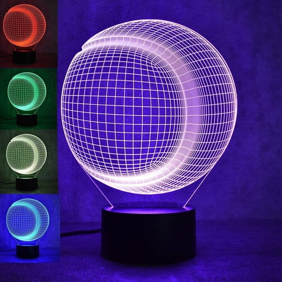 YSITIANNA 3D Baseball Softball Night Light Lamp Illusion Night Light 7 Color Changing Touch Switch Table Desk Decoration Lamps Gift with Acrylic Flat ABS Base USB Cable Toy (Bus) STNL#1679