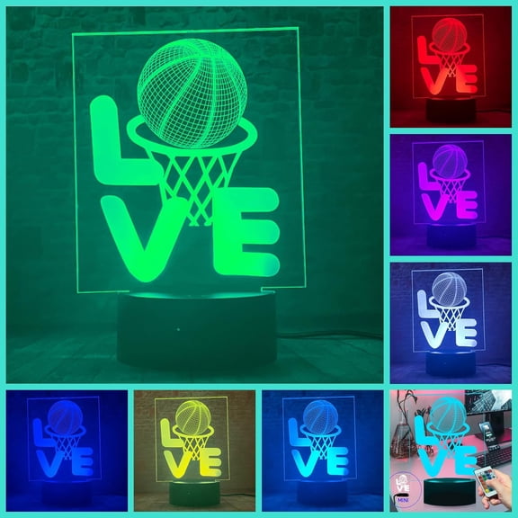 YSITIANNA 3D Basketball Love Night Light, 16 Colors Changing + Remote Control, Optical Illusion lamp, Perfect Idea for Kids and Adults for Room/Living Room Home Decor -Unique Anniversary STNL#4469