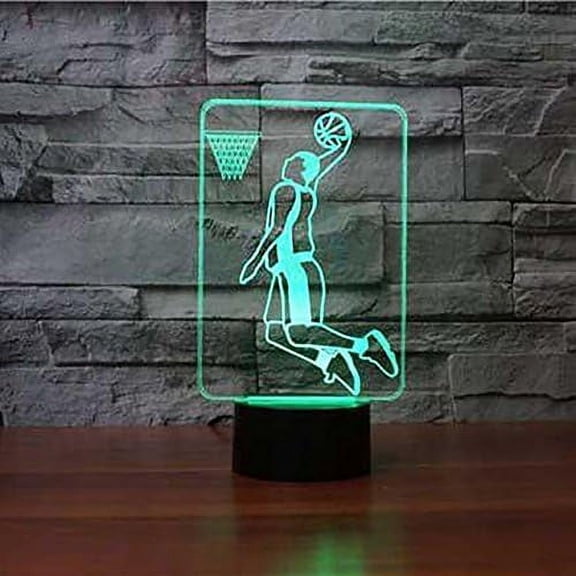 YSITIANNA 3D Basketball Rebound Dunk Night Light Touch Switch Decor Table Desk Optical Illusion Lamps 7 Color Changing Lights LED Table Lamp Xmas Home Love Birthday Children Kids Decor Toy STNL#3695